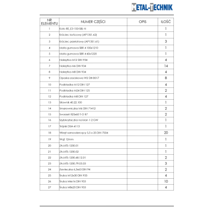 Części zamienne - Zamiatarka MTS